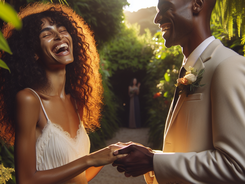 Qual a Diferença Entre Casamento e União Estável: Um Guia Completo para Casais Prestes a Dar o Próximo Passo Casal feliz trocando votos em um jardim